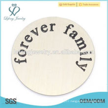 Top sale stainless steel silver forever letter family floating locket plates jewelry